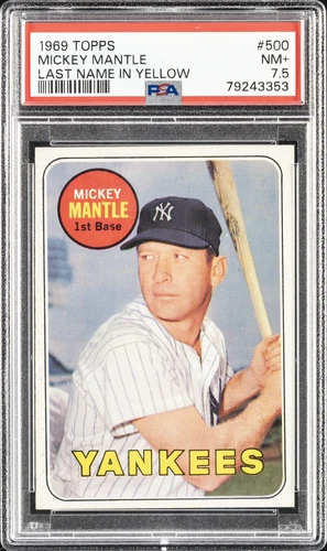 1969 TOPPS LAST NAME IN YELLOW #500 MICKEY MANTLE PSA 7.5