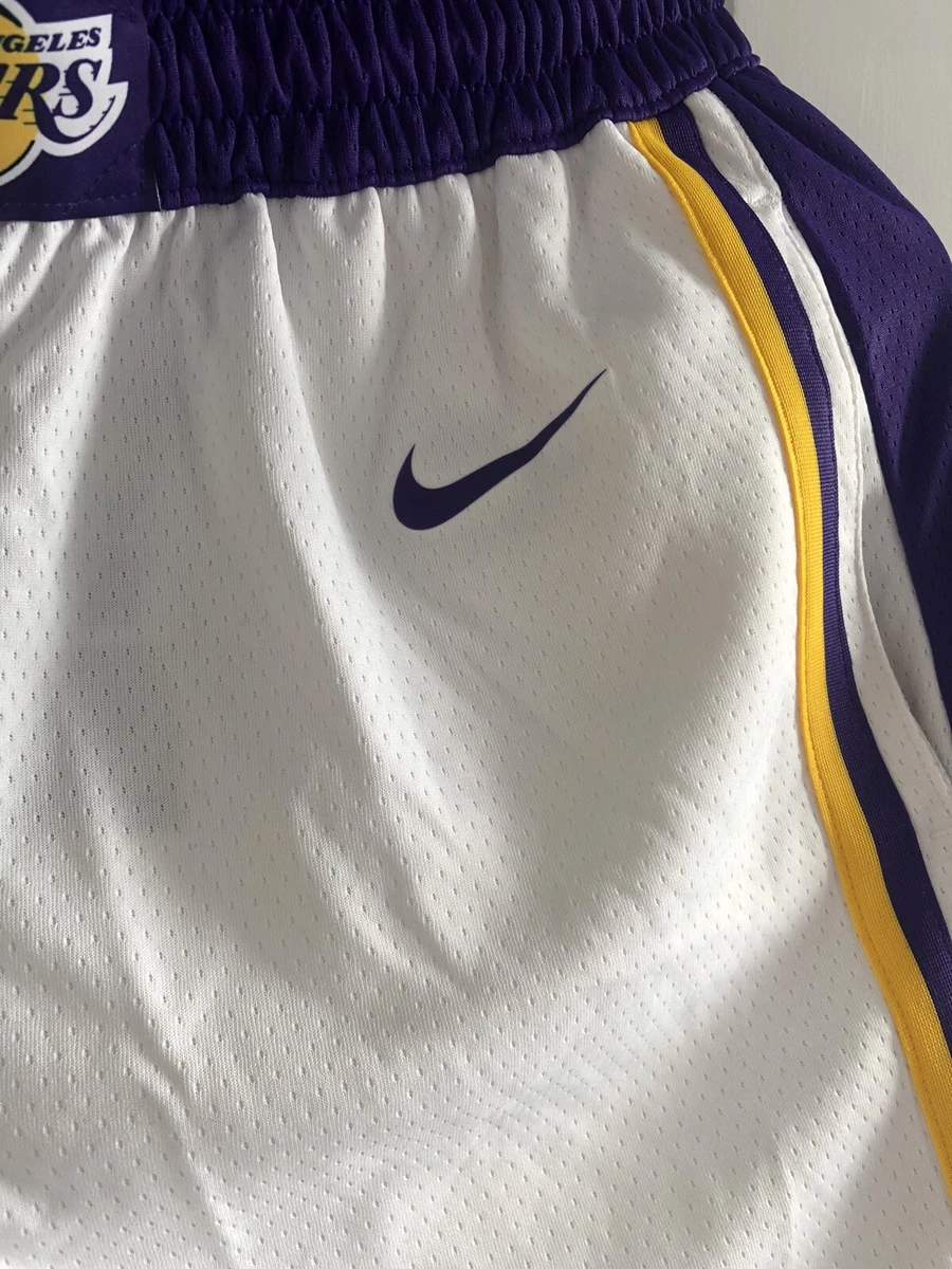 Official NBA Men s Small Los Angeles Lakers Basketball Shorts White B