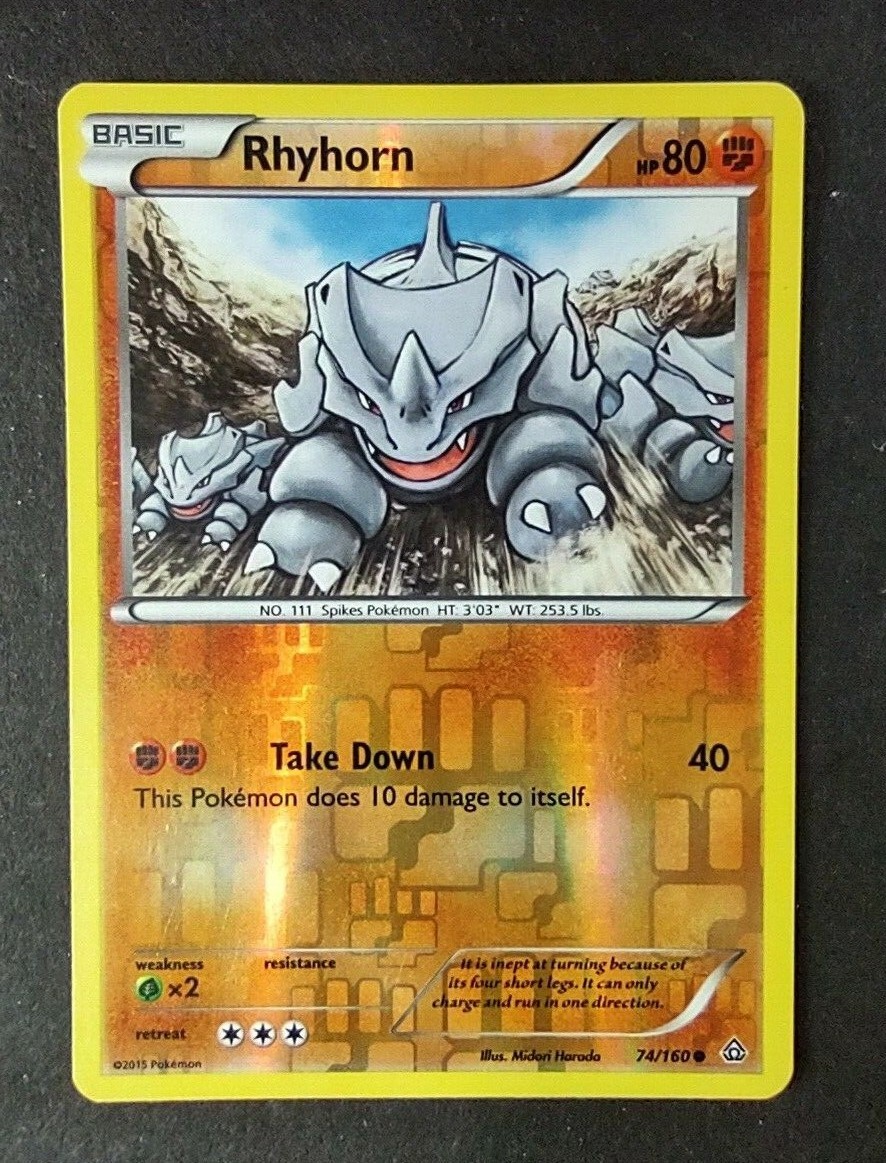Rhyhorn 74/160 Reverse Holo XY Primal Clash LP-NM Pokemon Card