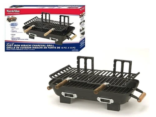 Marsh Allen 30052 Hibachi Charcoal Grill 10'' x 18'' in. Black