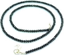 Natural Black Spinel 2.5 mm Size Faceted Rondelle Beads Necklace 17"