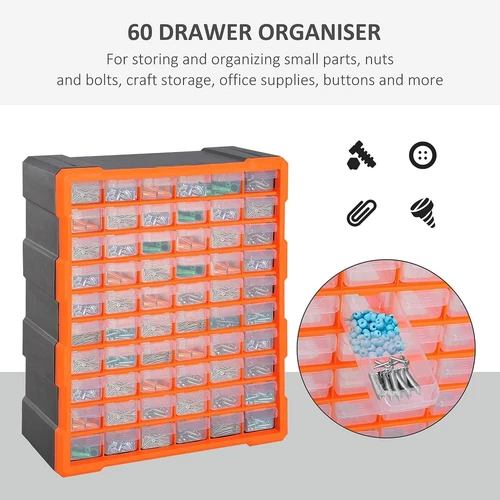60 Drawer Plastic Small Parts Organizer Storage Hardware Craft Cabinet Nuts Bolt - Picture 3 of 38