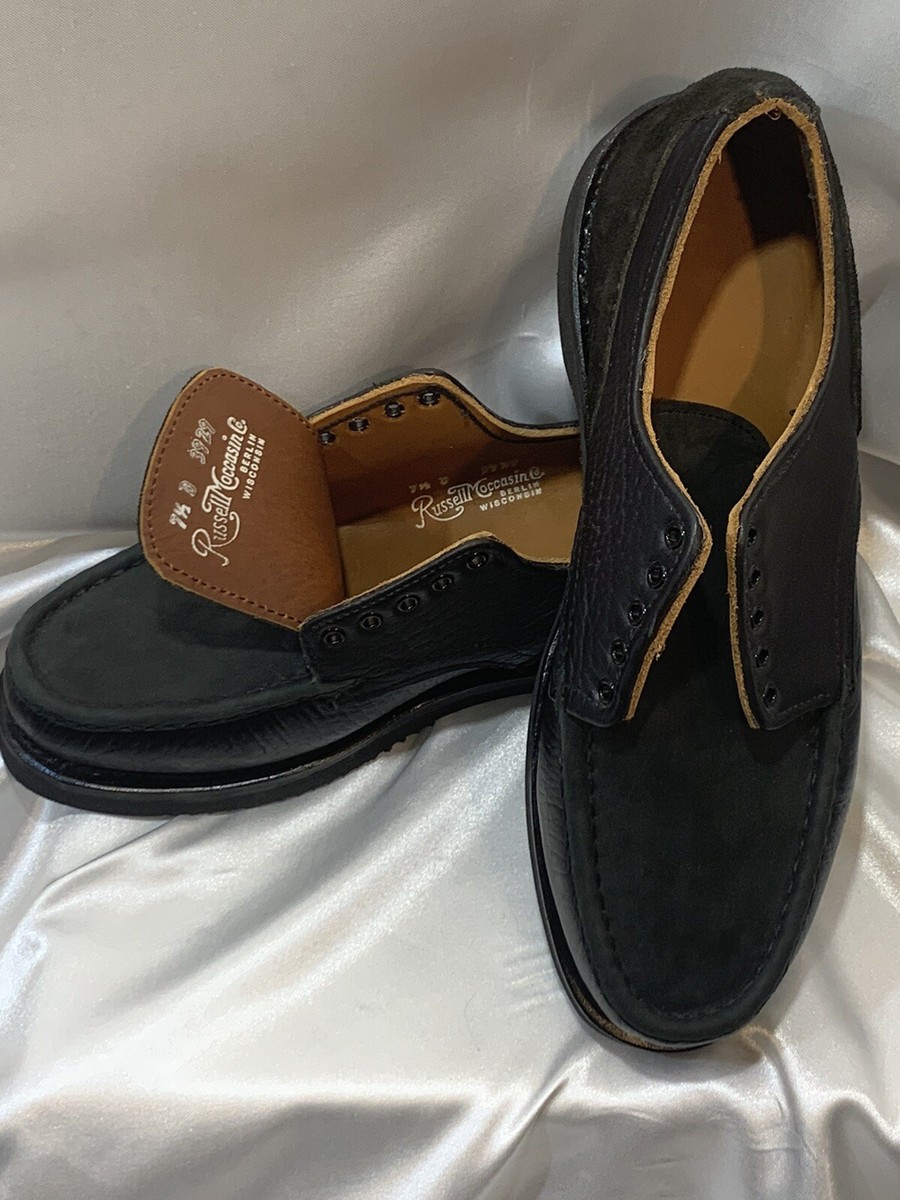 Russell Moccasin Co. Black Leather Shoes size 7 1/2 D 3929 NEW 
