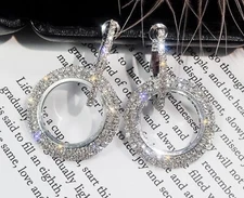 Hoop Earrings Made With SWAROVSKI 🦢 CRYSTAL 18K White Gold Rhodium-Plat