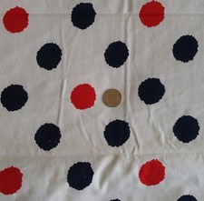 Cotton Polyester Blend Fabric BIG RED  BLACK DOTS on White 56"Wide x 3  Yards