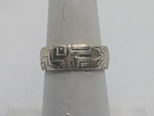 Unique Sterling Silver 925 geometric etching eternity Band Ring Size 7.5