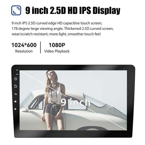 9" Car Stereo Radio Double DIN Head Unit Android14 Carplay GPS Navi 4+64GB Cam - Picture 3 of 14