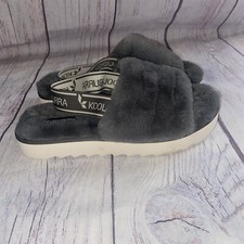 Koolaburra By UGG Women's Sandals 9 Fuzz'n II Grey Faux Fur Sling Back