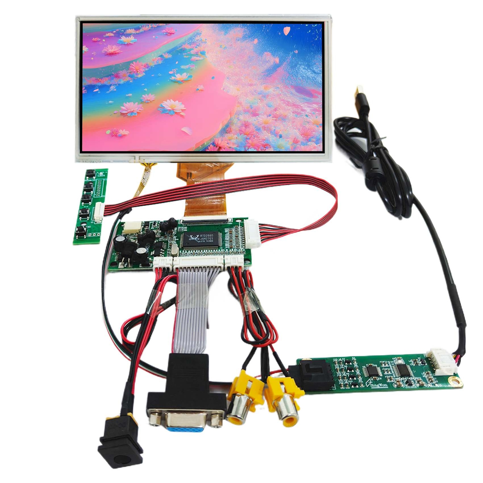 7 zoll AT070TN92 800X480 Resistive Touch Display,VGA AV Board ,support Reversing