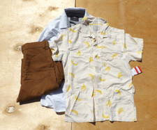 Size Medium 8 Boys Khaki Pants Dress Set- 3Pcs - Yellow White Dark Brown Casua