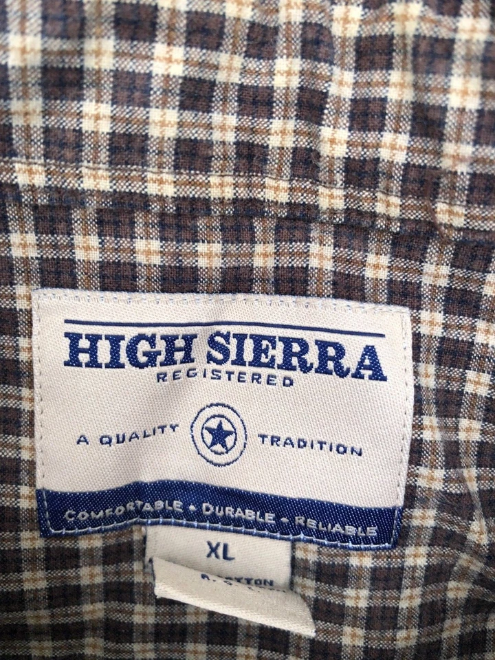 High Sierra Men's Vintage Plaid Brown Button Down Thick Denim Shirt Sz X-Large  - Image 3 of 3