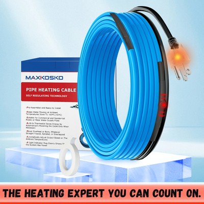 MAXKOSKO 24 FT Freeze Protected Water Pipe Heating Cable, Self-Regulating