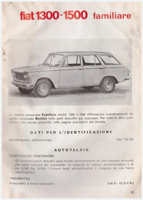 FIAT 1300 1500   – USO E MANUTENZIONE  –  Driver’s Handbook -  - Immagine 3 di 4