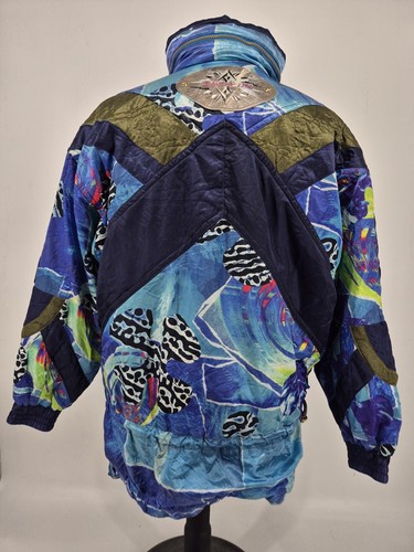 Vintage Saloman Ski Anorak L Crazy Pattern Blue Purple - Picture 9 of 11