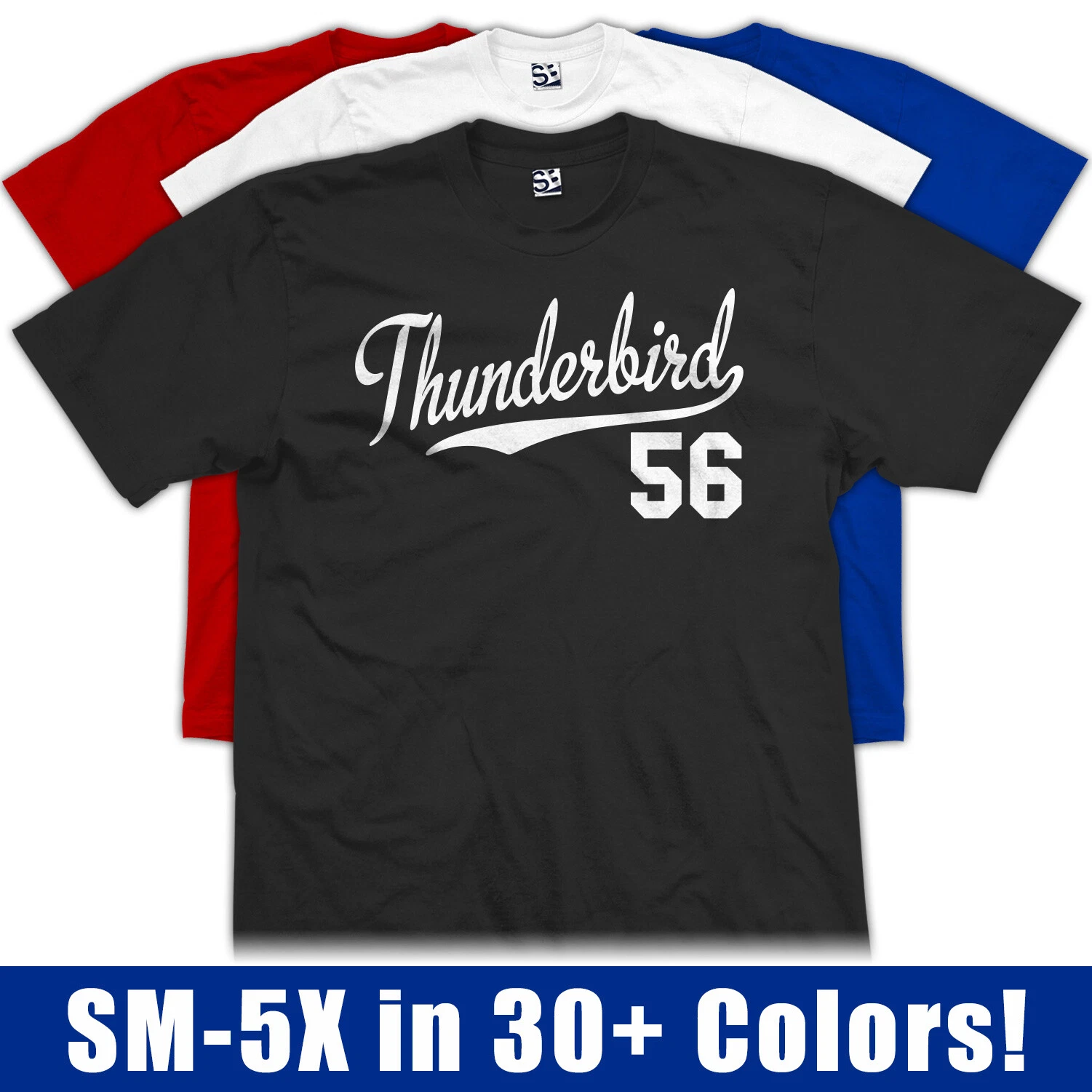 Thunderbird 56 Script T-Shirt | 1956 T-Bird Classic Car Sports Jersey Tee Shirt