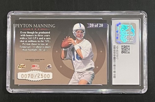 1998 Leaf Rookies And Stars Peyton Manning RC /2500 CSG Green Label 9 - Picture 4 of 5