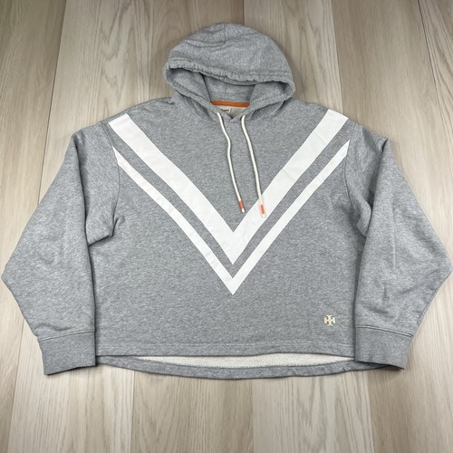 Tory Burch French Terry Chevron Pullover Sudadera con Capucha Para Mujer Talla S Pequeña Gris Claro - Imagen 3 de 15