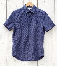 Calvin Klein Men's S/P/Ch Blue w Geometric Shapes Short Sleeve Dress Shirt NEW