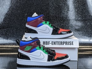 Air Jordan 1 Mid SE Black White Multi-Color Patent Leather WMNS 8 Men's 6.5 NIB | eBay