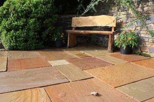 Sunset Buff Indian Sandstone Paving. 18-25mm. Patio Packs. Price ...