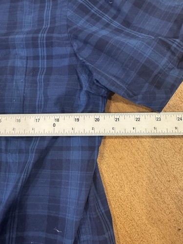 Untuckit Shirt Mens Large L Blue Plaid Fit Short Sleeve 100% Cotton Preppy - Picture 3 of 6