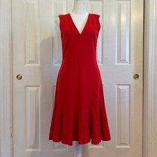 J. Crew 365 Red V-Neck Sheath Dress Recycled Stretch Ponte w/Peplum Hem Sz 4