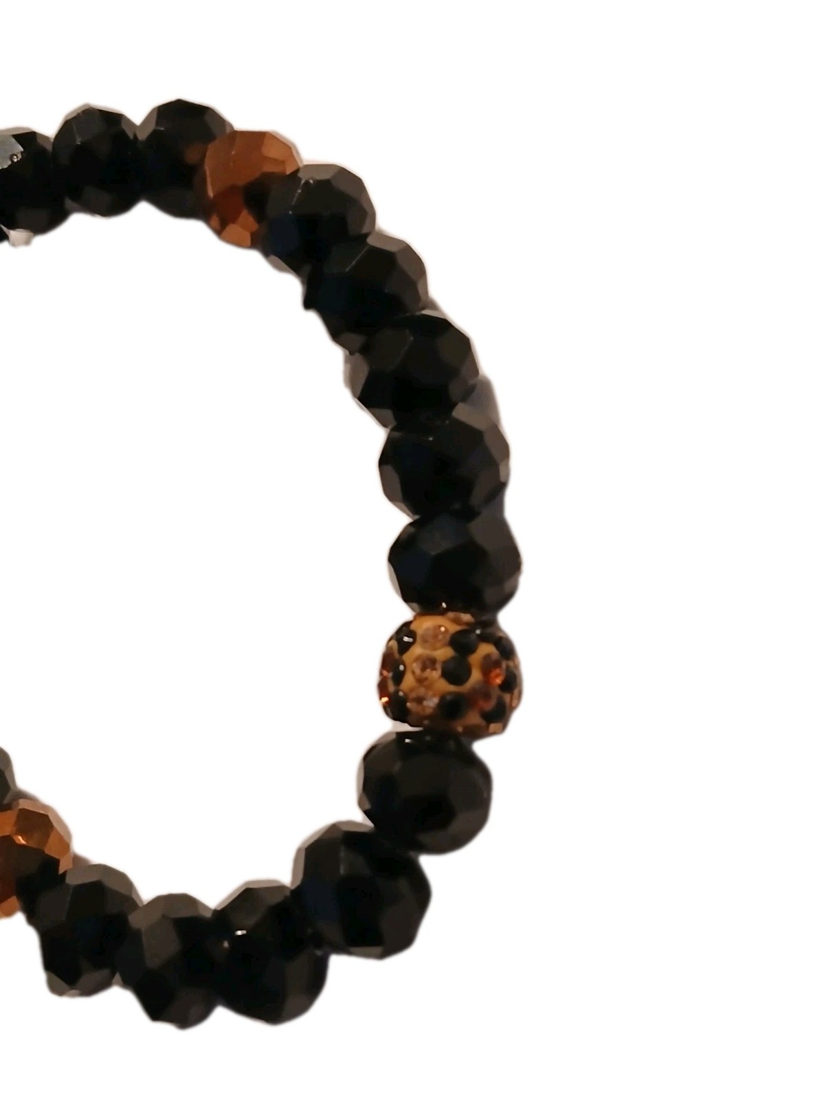 Speckled Leopard And Nlack Beaded stackable Brace… - image 4