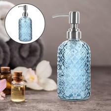 Blue Glass Hand Soap Dispenser Reusable Pump Bottle for Shampoo Lotion