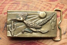 Vintage Rare Solid Brass Road Runner Western Belt Buckle