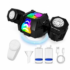 RC Bubble Machine,RGB Light 360  Auto Rotation Rechargeable Bubble Makers 
