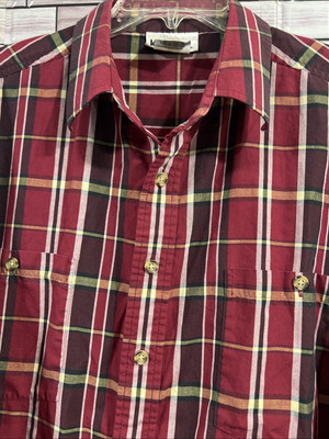 KingSize Mens XL Big & Tall Short Sleeve Wrinkle-Free Sport Shirt burgundy  plaid | eBay