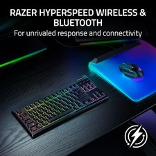 BLACK - RAZER BLACKWIDOW V4 LOW PROFILE TKL HYPERSPEED WIRELESS GAMING KEYBOARD: