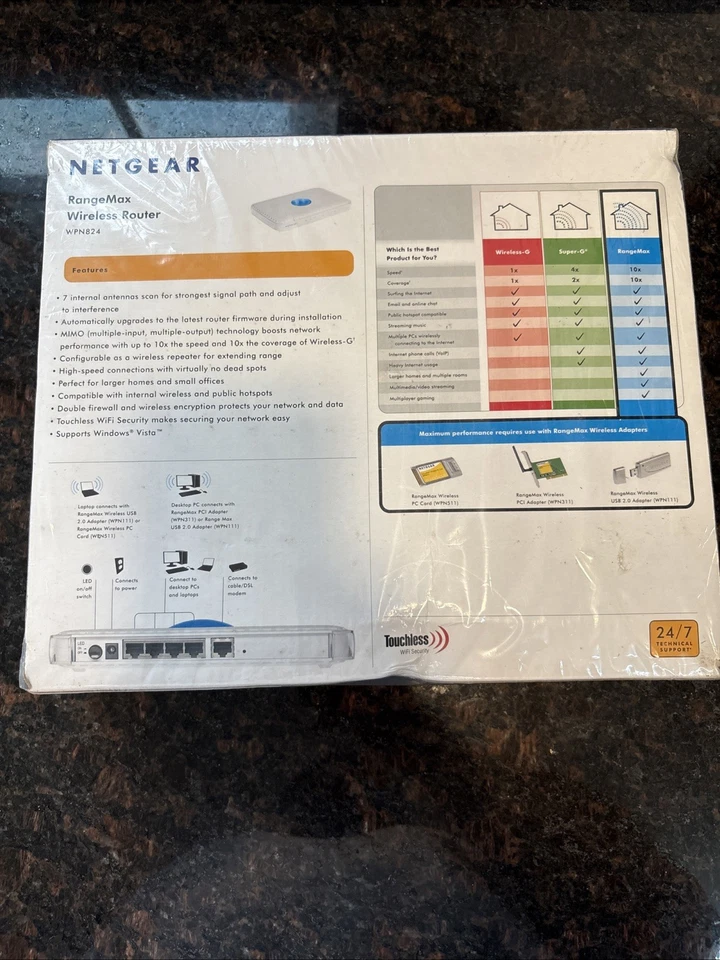 NETGEAR RangeMax Wireless Router WPN824 G MIMO  New & Sealed - Image 4 of 4