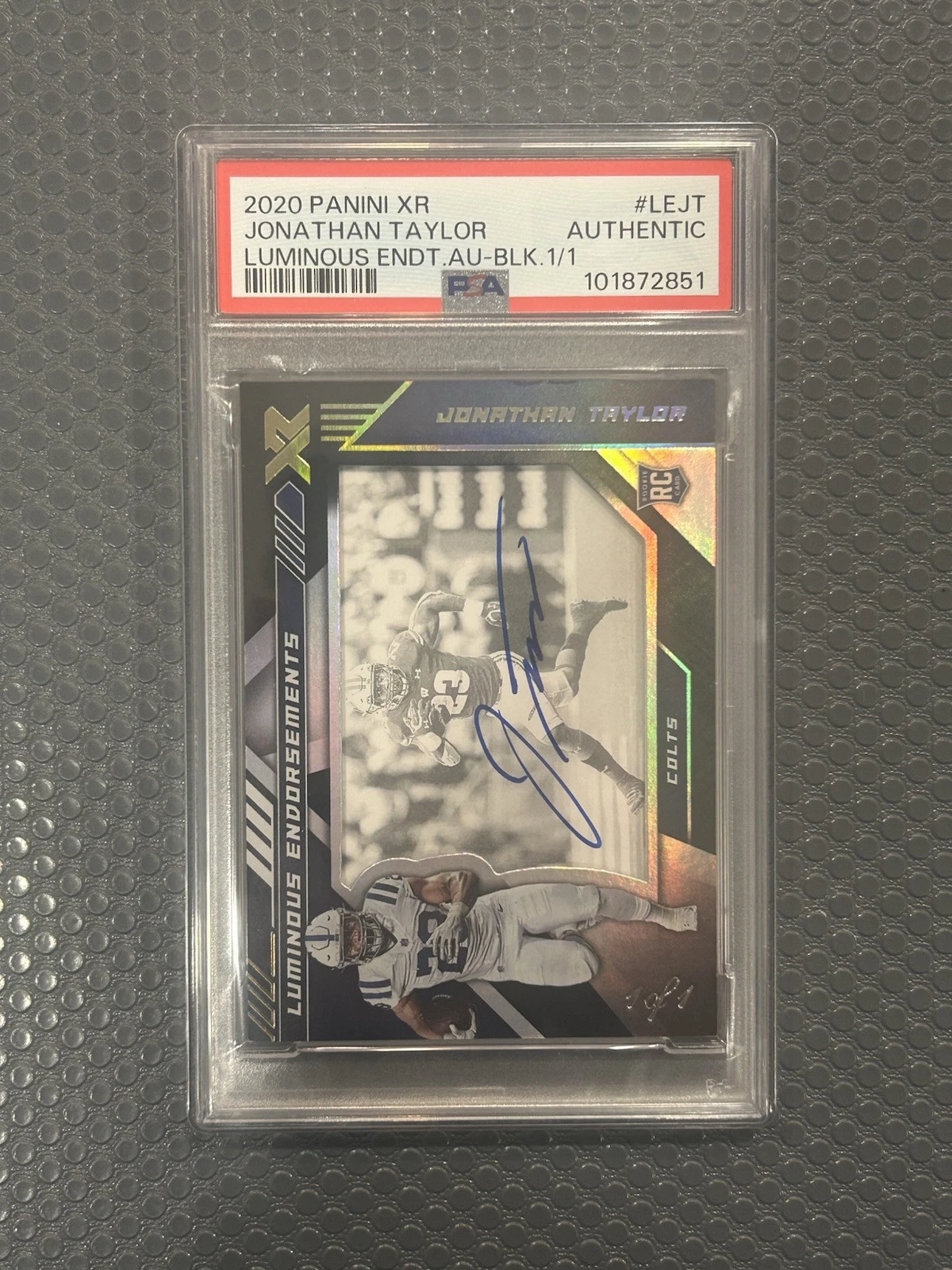 Jonathan Taylor Panini XR Luminous Endorsements Autographs #LEJT Black 1/1