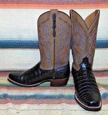 Mens Rujo The Trace Brown Caiman / Leather Cowboy Boots 10 D New In Box