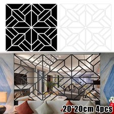 Mirror Wall Stickers Tiles Square Waterproof 3D Mirror 4Pcs Decorative