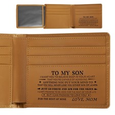 To My Son Gifts, Personalized Leather Wallet For Son From Mom, Blocking Bifol...