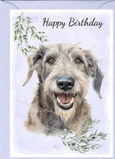 Irish Wolfhound Dog Birthday Card (4"x 6") - blank inside - by Starprint