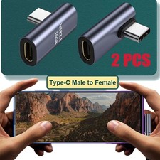 90 Degree USB-C Male to USB-C Female Adapter Data Right Angled Converter 10GPS