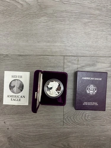 1987 US Proof Silver Eagle - 1 oz .999 Fine Silver Coin BOX & COA