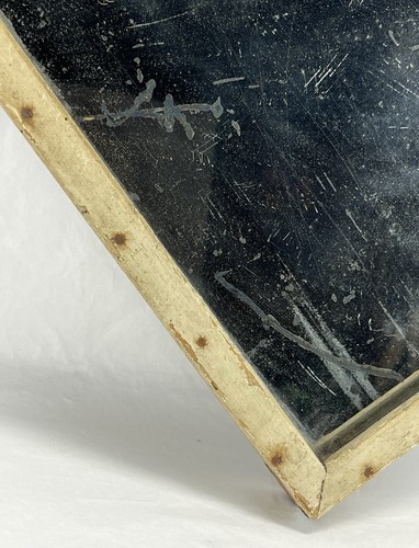 Antique Primitive Rustic French Unique Shape Painted Wood Wall Mirror - Picture 5 of 24