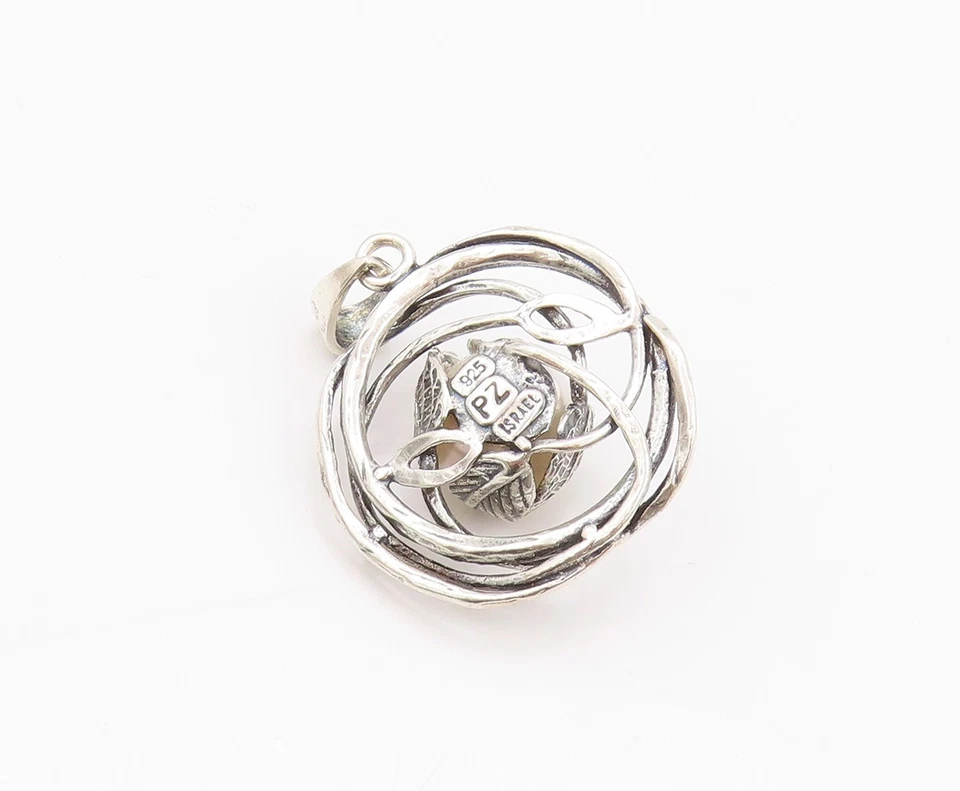 Colgante Vintage Plata de Ley 925 O Perla Paz Israel Diseño Brutalista PT24049 Foto 4 de 4