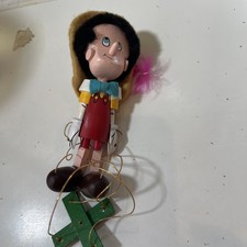 Vintage Pinocchio Marionette Puppet Hand Painted Wooded Collectible MCM