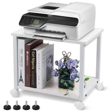 Under Desk Printer Stand - 2-Tier Industrial Mobile Printer Table with Storage S