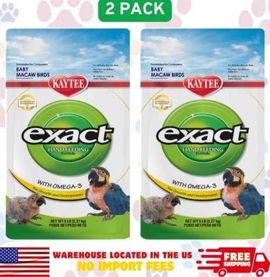 Kaytee Exact Hand Feeding High Fat Powder Formula Pet Baby Bird Food Mix, 2x5lb