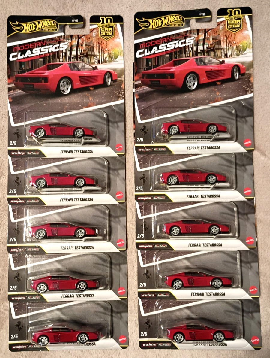 Hot Wheels Premium Modern Classics  Ferrari Testarossa Lot of 10 VHTF NEW