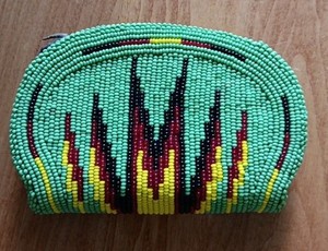 Vintage Native American Plateau Coin Bag Handbag Fully Beaded Leather Interior