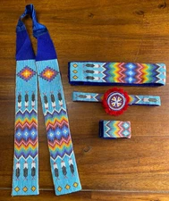 Native American Ceremonial Regalia Beaded Sash/Belt/Wristband/ Headband Set