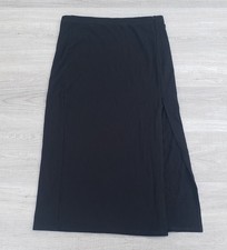 Reformation Black Ribbed Midi Skirt Women’s M Side Slit Tencel Made in USA