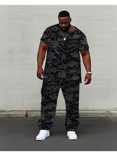 Men's Outfit 2 Piece Set Shirt  Pants Suit PLUS SIZE BIG 5XL